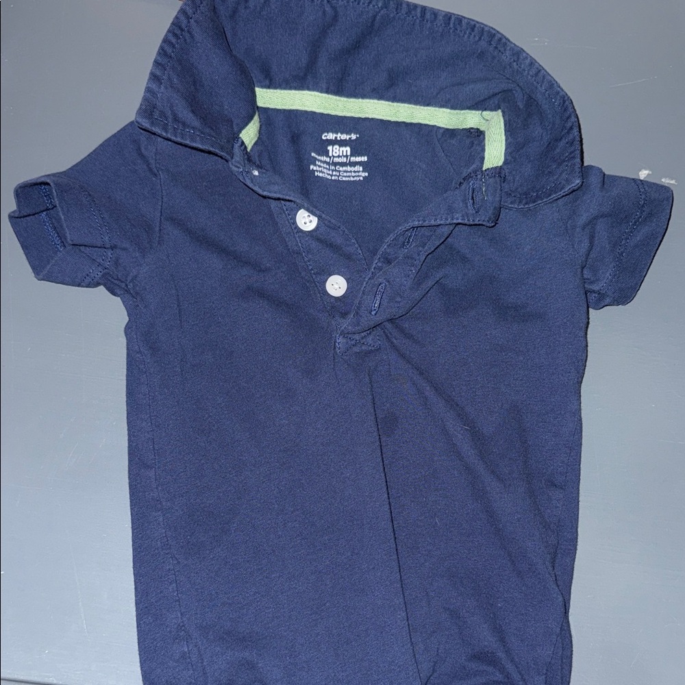 Carter's Dark Blue Kids Polo with Green Trim